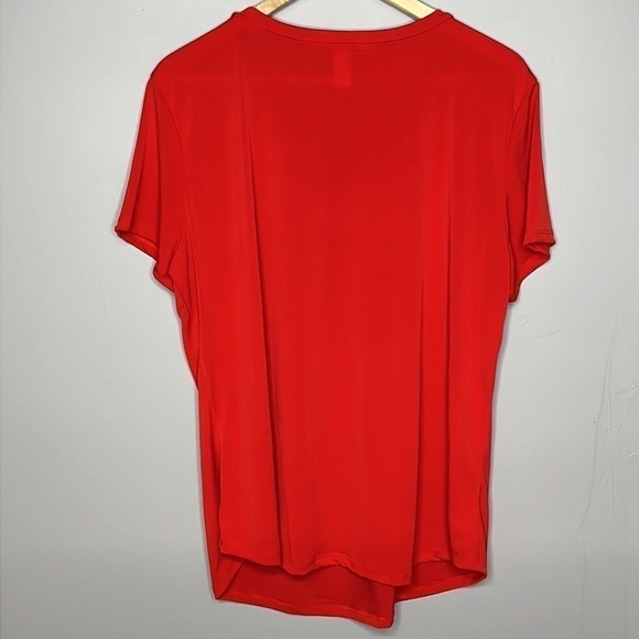 NEW MIX BRIGHT RED SHORT SLEEVE SCOOP NECK BLOUSE 2XL - Picture 2 of 5